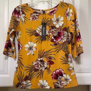 Allegra K. NWT Women's Size XS 3/4 Sleeve Colorful Pullover Blouse Shirt